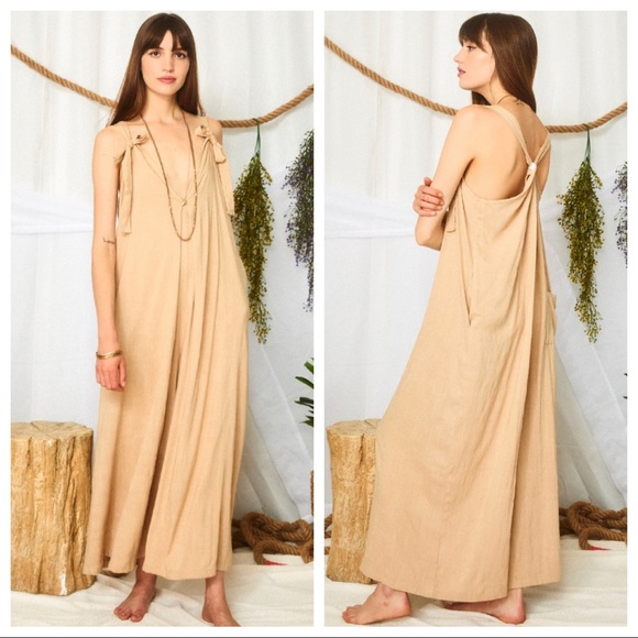 Favorite Wide leg shoulder Tie Solid Jumpsuit - Picture 2 of 4